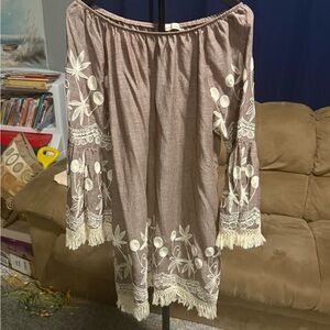 Embroidered Brown and Cream dress boho style